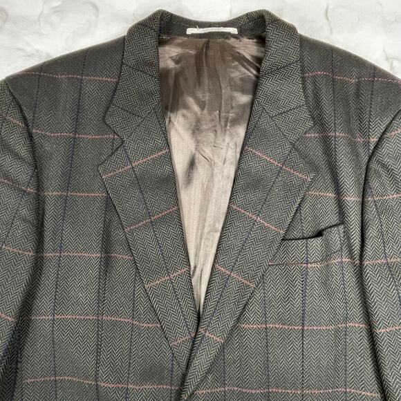 š„VTG HUGO BOSS 100% Virgin Wool Swiss Made Herringbone Plaid Mens Blazer 42R - Picture 8 of 17